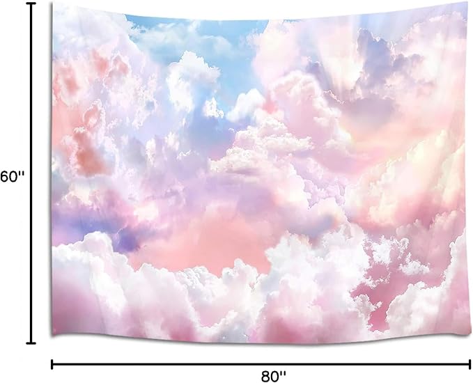 HVEST Pink Cloud Tapestry Colorful Abstract Clouds Natural Landscape Tapestries Wall Hanging for Bedroom Living Room Teen Dorm Indie Decor Poster Blanket,80x60 Inches-Ruum Studio Home