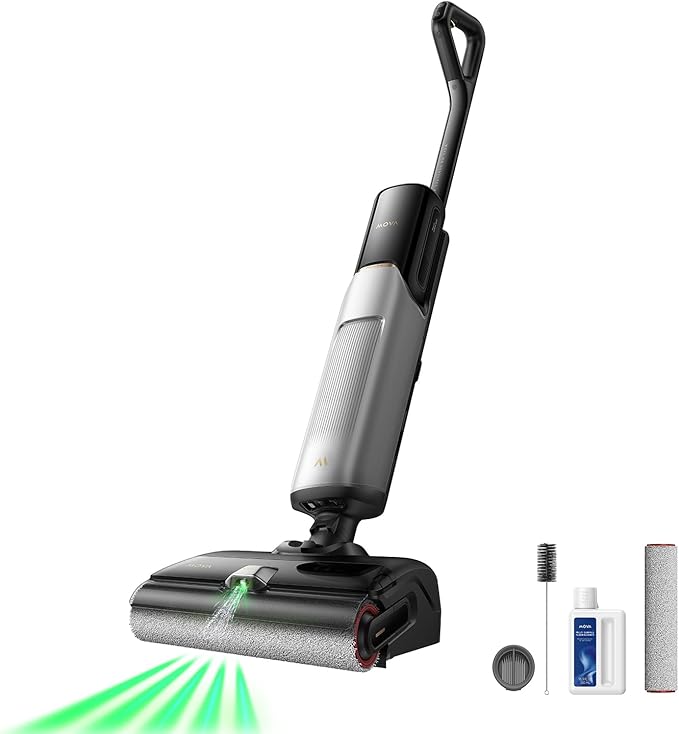 Mova X4 Pro Wet Dry Vacuum Cleaner, 20000Pa Cordless Vacuum Mop with Zero Tangle, Hot Water Mopping for Sticky Messes,194℉ Hot Air Self Drying, 180° Lie Flat, Push-In Charging Station, LED Display-Ruum Studio Home