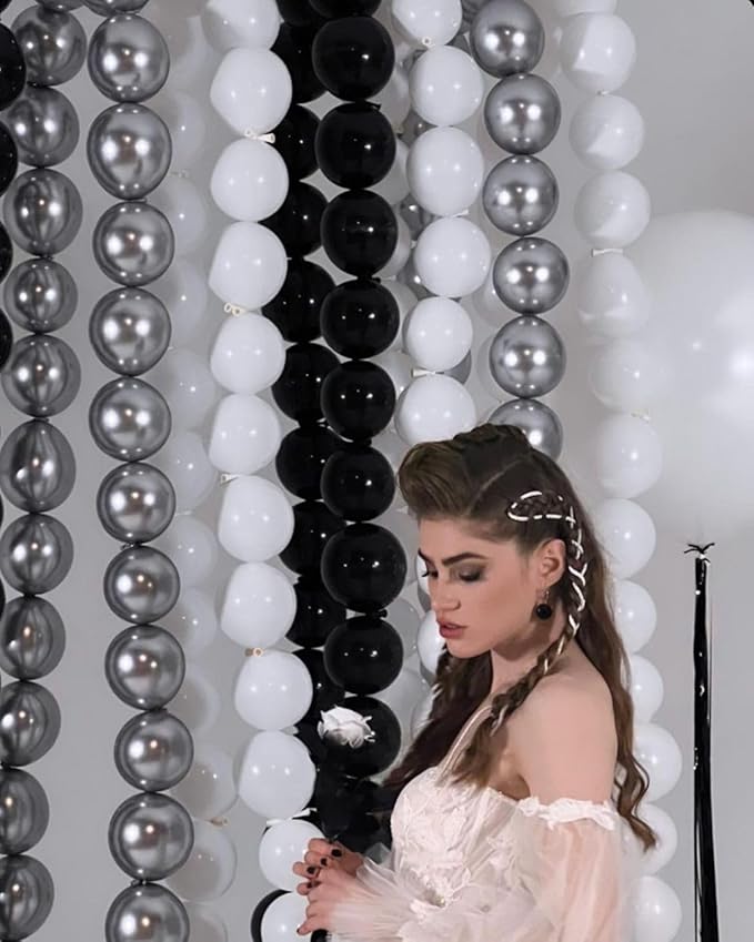 Black and White Quick Link Balloons, 100PCS Latex Linking Balloons for Making Balloon Wall Balloon Arch Balloon Chains and Wedding Birthday Baby Shower Engagement Graduation Party Decorations (6inch)-Ruum Studio Home