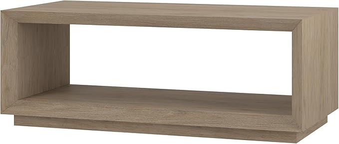 Henn&Hart 48" Rectangular Coffee Table with Open Storage Shelf for Living Room, Family Room, or Office, Antiqued Gray Oak-Ruum Studio Home
