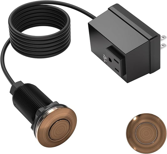 APIELE Garbage Disposal Air Switch Kit, Sink Top Push Button Switch for Food Waste Disposer, UL Listed 3.6" Long On/Off Air Button (Black Bronze)-Ruum Studio Home
