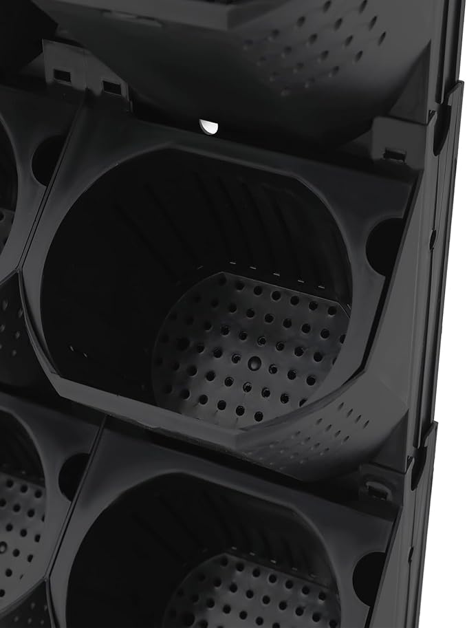 12Pieces 3-Pot Wall Planter Vertical Garden Plant Walls Wall Mounted Vertical Planter with Water-Storage Layer Stackable Wall-Mounted Flower Pot for Gardens, Balconies 180.78lbs Total Capacity (Black)-Ruum Studio Home