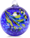 VCUTEKA Hanging Garden Gazing Ball, Hand-Blown Glass Witch Ball for Outdoor Garden Décor, 6" Blue Swirl-Ruum Studio Home