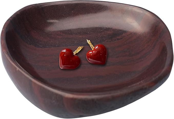 Handmade Decorative Bowl - Natural River Stone Pebble Artisan Crafted Serving Dish | 4-6 Inch Unique Decorative Tray for Home Centerpiece, Jewelry Holder (Deep Red)-Ruum Studio Home