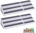3 Tier Expandable Spice Rack Organizer, White/Grey Plastic Spice Rack, Adjustable Length 14.6In-25.8In, 2 Pack Non-Skid Tiered Spice Shelf Organizer for Kitchen Cabinet, Cupboard, Pantry-Ruum Studio Home