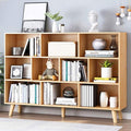 IOTXY Wooden Open Shelf Bookcase - 3-Tier Floor Standing Display Cabinet Rack with Legs, 10 Cubes Bookshelf, Pear Yellow-Ruum Studio Home