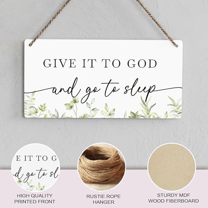 Christian Decor Give It to God And Go To Sleep Sign Rustic Bible Verse Sign Scripture Printed Wood Sign Wall Art Religious Gifts Faith Based Gifts-Ruum Studio Home