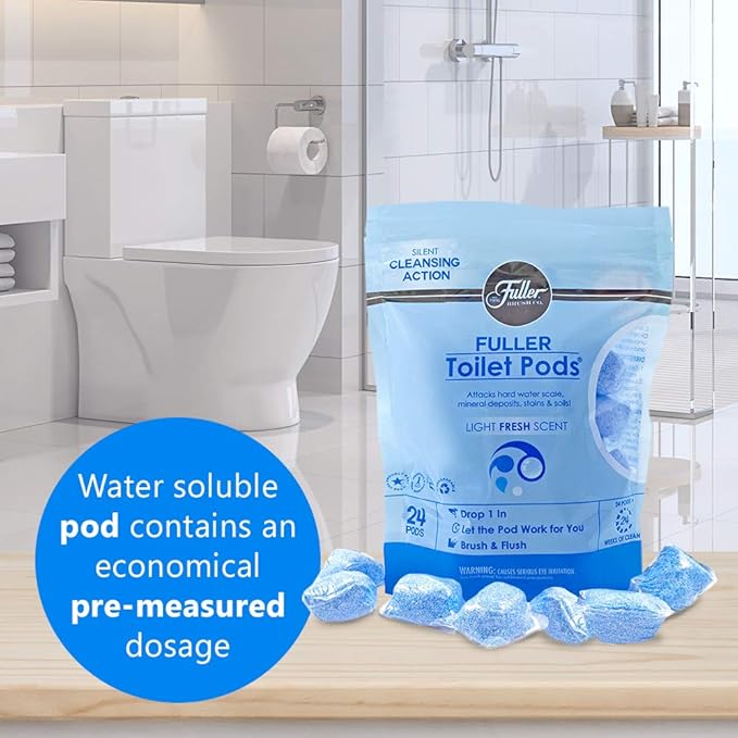 Fuller Brush Toilet Bowl Cleaner Pods - Water Soluble Tablet Cleansers, Cleans Descales & Refreshes Bathroom Toilets Removes Odors Soils & Stains Light Fresh Scent Ideal for Homes & Businesses 2-Pack-Ruum Studio Home