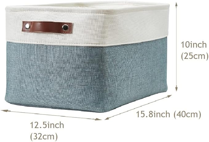 DECOMOMO Storage Baskets for Shelves - Fabric Closet Organizers and Storage Bins, Perfect Baskets for Organizing Closet Toys Nursery (Green and White, XL - 3 Pack)-Ruum Studio Home