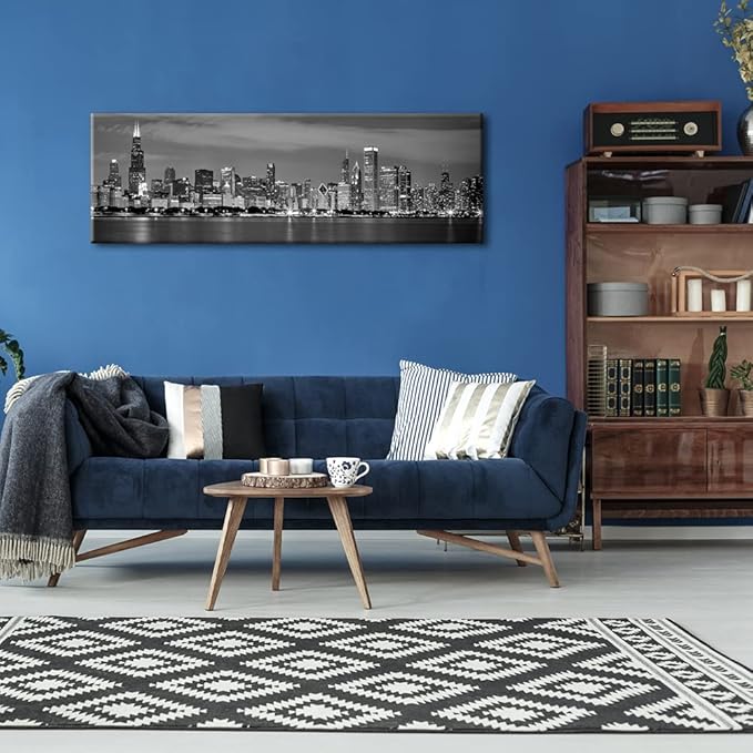 Wieco Art Chicago City Center Skyline in Black and White Canvas Prints Modern Canvas Art Cityscape Wall Decorations for Living Room Pictures for Bedroom Decorations-Ruum Studio Home