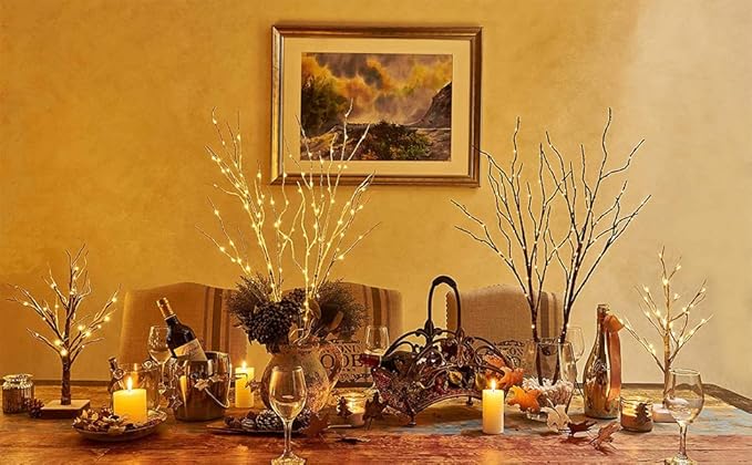 Birchlitland Lighted Brown Branches 32IN 100 LED with Timer Battery Operated, Artificial Tree Branch with Warm,Willow Branch Lights for Home Bedroom Fireplace Christmas Holiday Decoration-Ruum Studio Home