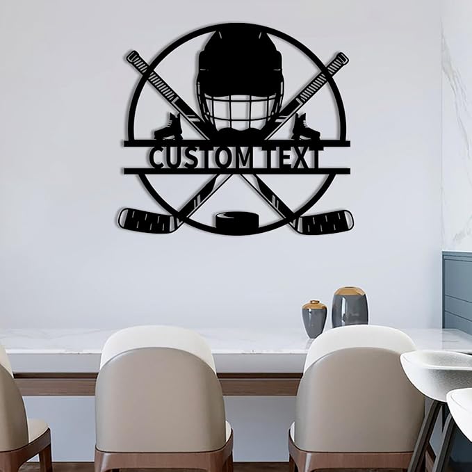 Custom Hockey LED Wall Sign – Personalized Ice Hockey Helmet & Sticks Neon Sign, 16-Color LED with Remote Control, Hockey Decor for Boys Room, Man Cave, Sports Fans-Ruum Studio Home