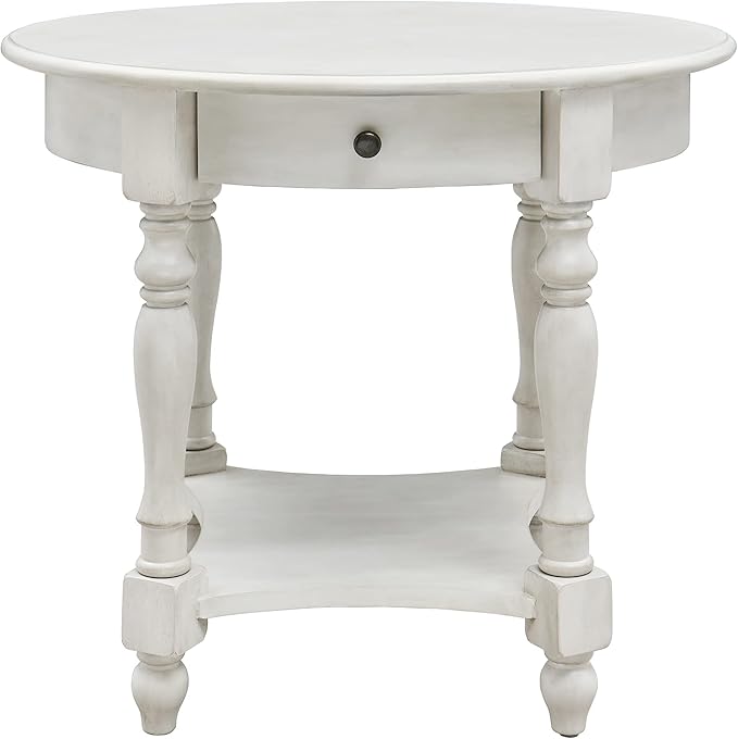 MODERION Oval End Table with Drawer, Solid Wood Sofa Side Storage Shelf, Traditional Living Room Corner Table, Nightstand, Easy Assembly 28INCH x 22INCH 24INCH Antique Walnut CJZ2233RW White-Ruum Studio Home