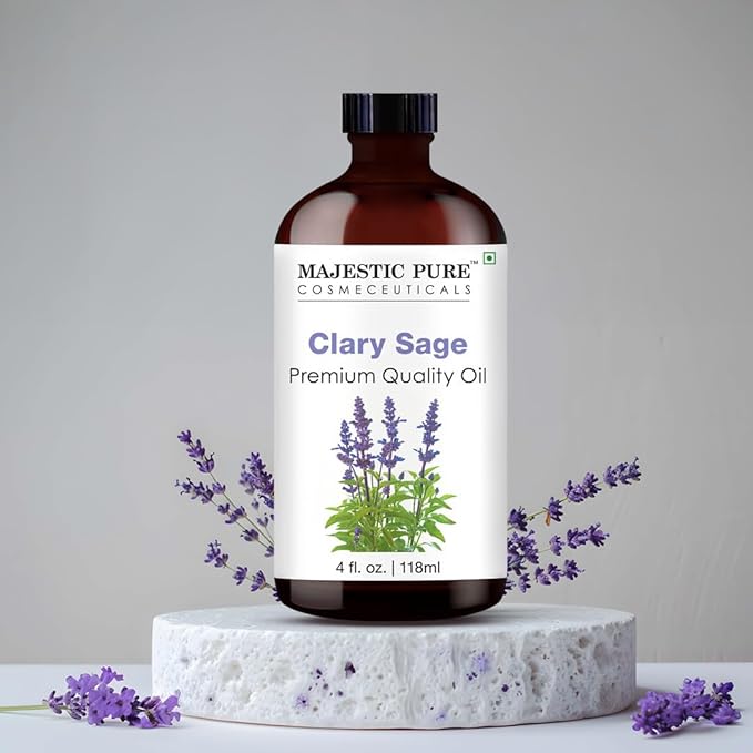 Majestic Pure Clary Sage Essential Oil with Glass Dropper - Huge 4 Fl Oz - 100% Pure and Natural Clary Sage Oil - Premium Grade Essential Oils for Diffuser, Aromatherapy, Soap and Candle Making-Ruum Studio Home