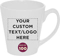 DISCOUNT PROMOS Custom Glossy Ceramic Latte Coffee Mug 12 oz. Set of 100, Personalized Bulk Pack - Perfect for Tea, Espresso, Cappuccino, Hot Cocoa - White-Ruum Studio Home