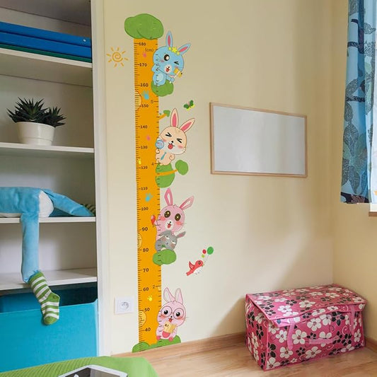 Cute Rabbits Self-adheve Vinyl Nursery Wall Decal Baby Growth Chart Sticker for Bedroom Play Room-Ruum Studio Home