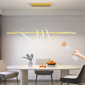 Modern Design Dimmable Desk Linear Pendant Light, with Remote Control Dimmable 3 Color Mode & Brightness Ceiling Lamp, Anti-Flicker Dining Light Fixture for Kitchen, Dining Room (Gold, 57IN)-Ruum Studio Home