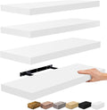 Sorbus Floating Shelves for Wall - 24" Bathroom Shelves, Wall Decor for Bedroom, Kitchen, Living Room, Home Decor & Book Storage - Mounted Floating Shelf with Invisible Brackets (White, 4 Pack)-Ruum Studio Home
