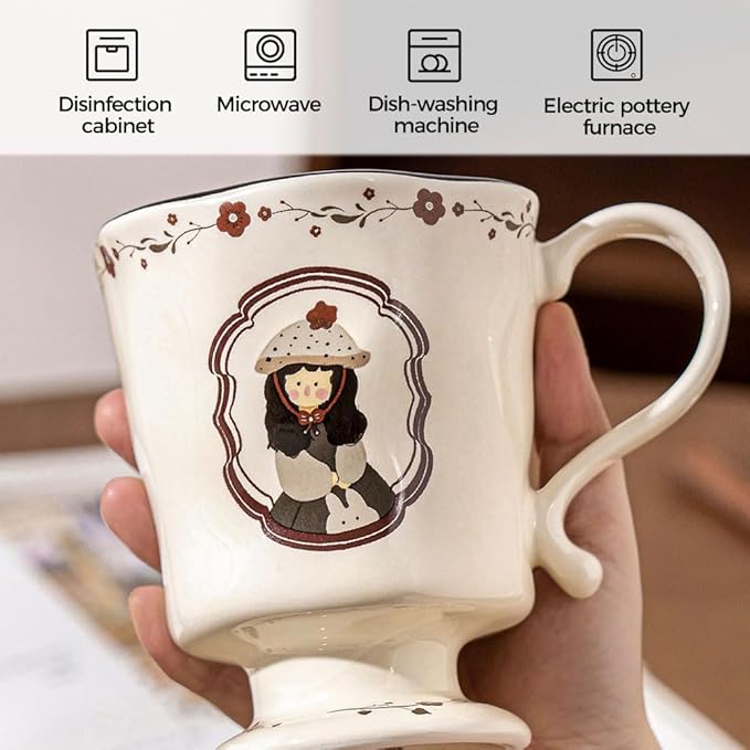 360ml -12.17oz Painted Cute Ceramic Mug - Cute Coffee Cup for Espresso,Macchiato,Latte - Gift for Women, Dishwasher Safe-Ruum Studio Home