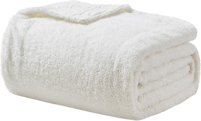 EMME Muslin and Fleece Queen Blanket Reversible - 80"*90" Cream Soft Warm Throw Blankets for Couch Bed Picnic Travel Bed-Ruum Studio Home