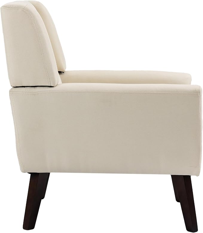 UIXE Accent Chair, Modern Upholstered Armchair in Fabric for Living Room, Comfy Club Arm Chairs Single Sofa Button Tufted Bedroom Reading Seat - White, Set of 1-Ruum Studio Home