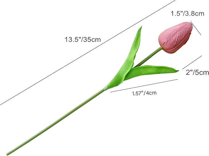 Mandy's Artificial Tulips 20 Stems Mauve PU Faux Flowers for Wedding Home Decor 13.5 Inch-Ruum Studio Home