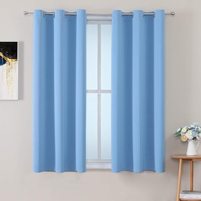 ChrisDowa Grommet Room Darkening Curtains for Bedroom and Living Room - 2 Panels Set Thermal Insulated Blackout Curtains (Sky Blue, 38W x 54L)-Ruum Studio Home