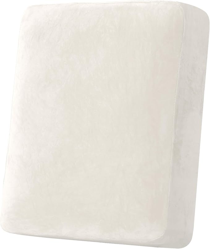 H.VERSAILTEX Velvet Stretch Couch Cushion Cover Plush Cushion Slipcover for Chair Cushion Furniture Protector Seat Cushion Sofa Cover (1 Piece Armchair Cushion Covers, Porcelain)-Ruum Studio Home