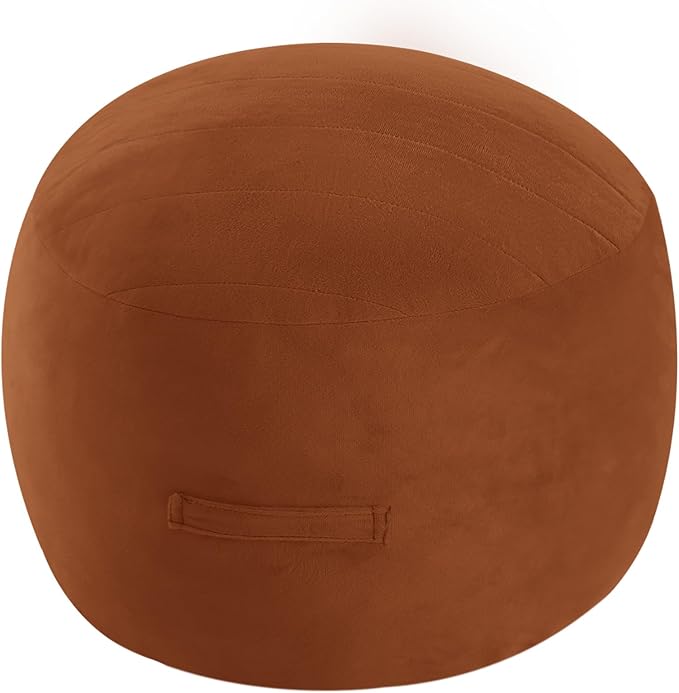 MeMoreCool Round Stuffed Pouf Ottoman Foot Rest, Floor Pouf Foot Stool with Soft Foam Chunk Filling, Small Round Ottoman Footstool Circle Footrest for Living Room, Coffee-Ruum Studio Home
