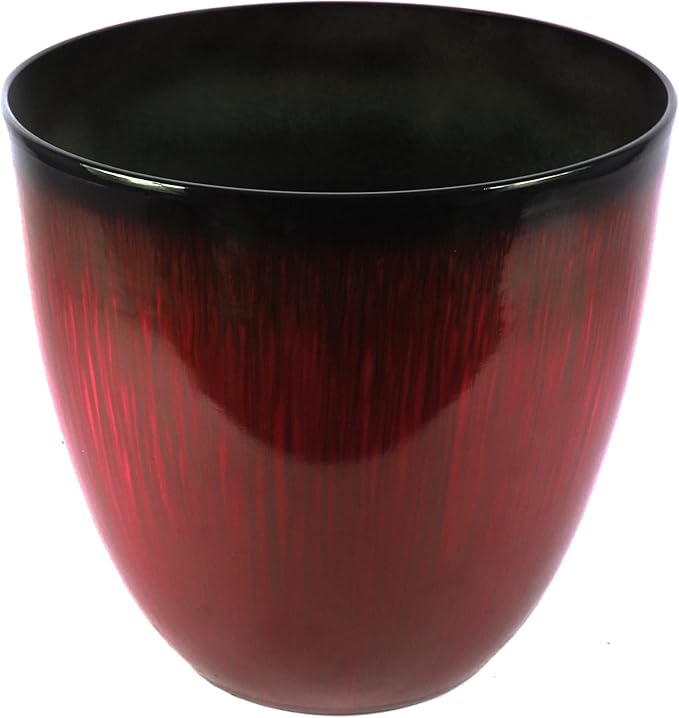 (EPR18-105 Large Egg Shaped Planter - Modern Indoor & Outdoor Decorative Flower Pot/Box (18 Inch, Red Flower)-Ruum Studio Home