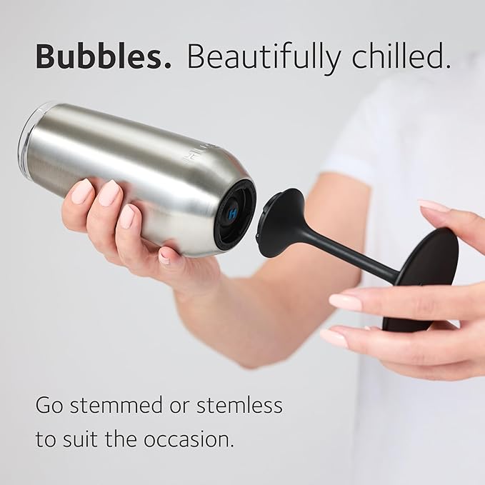 Huski Champagne Flute | NEW | Award-winning Design with Detachable Stem | Premium Stainless Steel Champagne Glass with Lid | Triple Insulated Tumbler | 8oz Capacity | Great Gift (Brushed Stainless)-Ruum Studio Home