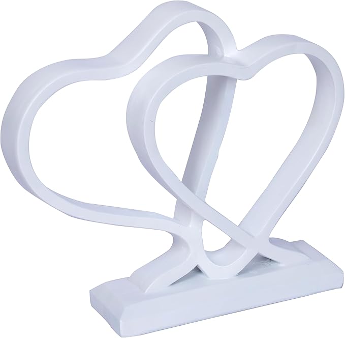 White Heart Sculpture for Living Room Decor Heart Decoration Gift for Her and Him Love Wedding Anniversary Couples Gift Modern Heart Statue for Home Coffee Table Dining Table Centerpiece Birthday-Ruum Studio Home