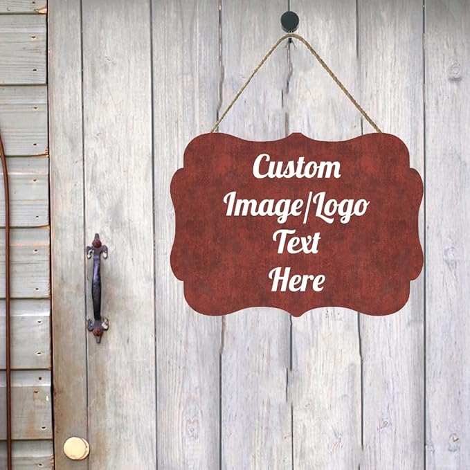 Personalized Wooden Welcome Sign Front Door Decor - Customized Text/Images - Farmhouse Style - 11.2 * 8 Inch-Ruum Studio Home
