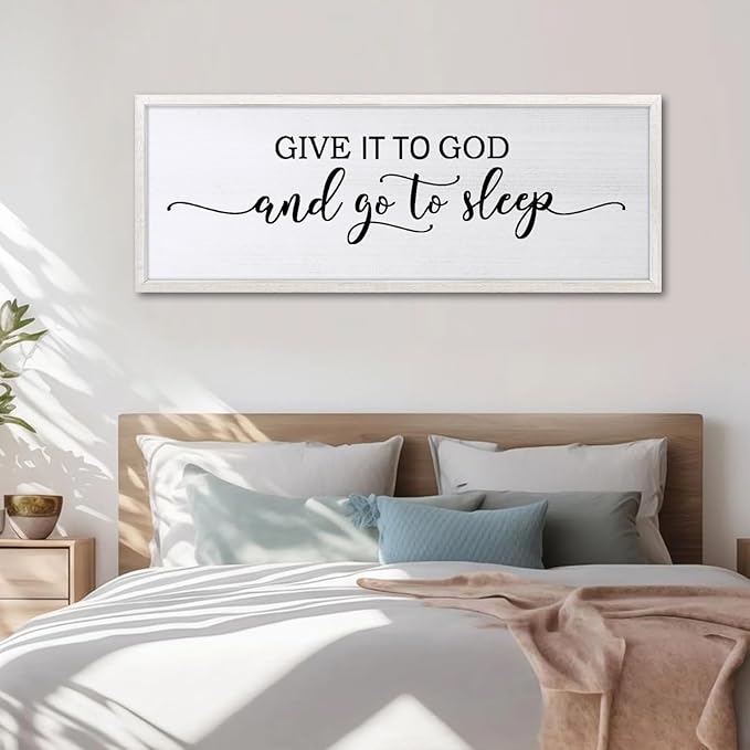 Sweet Dreams Above Bed Wall Decor Art 24"X10" Master Bedroom Over Bed Wall Wood Framed Sign (White)-Ruum Studio Home