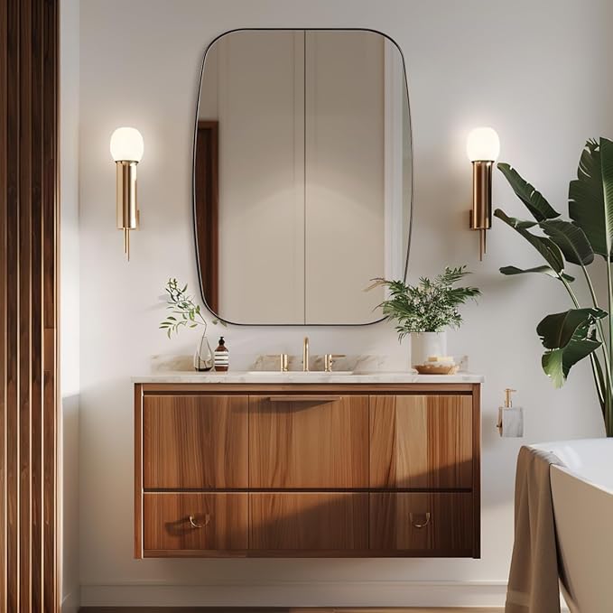 ANDY STAR Bronze Bathroom Mirror, 24x32 Oblong Vanity Mirror with Stainless Steel Metal Frame, Oil Bronze Oval Mirror for Over Sink, Modern Anti Rust Wall Mounted-Ruum Studio Home