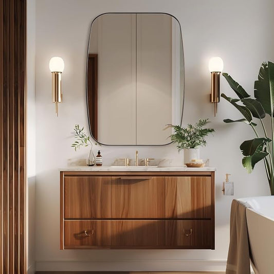 ANDY STAR Bronze Bathroom Mirror, 24x32 Oblong Vanity Mirror with Stainless Steel Metal Frame, Oil Bronze Oval Mirror for Over Sink, Modern Anti Rust Wall Mounted-Ruum Studio Home