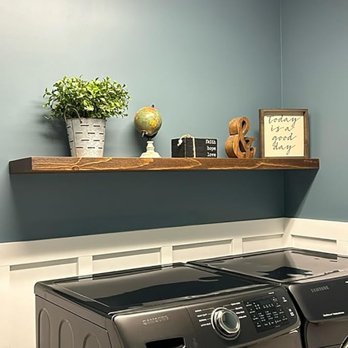 joelsantiques 54 Inch Wooden Floating Shelves for Wall - 54x8x2 in - Made of Natural Wood - Heavy Duty Rustic Wall Shelves for Bedroom - Perfect for Living Room, Kitchen - Medium Brown-Ruum Studio Home