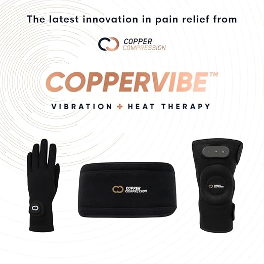 Copper Compression CopperVibe Vibration + Heat Therapy Back Wrap Vibrating Heating Massager Pad for Lower Back Pain Relief, Lumbar Muscles, Herniated Disc - Treatment Brace Device for Women & Men-Ruum Studio Home