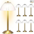 Liliful 6 Pcs LED Portable Cordless Table Lamp Touch Battery Operated Rechargeable Desk Lamp 3 Color Dimmable for Bedroom Living Room Dining (Mushroom Style,Gold)-Ruum Studio Home