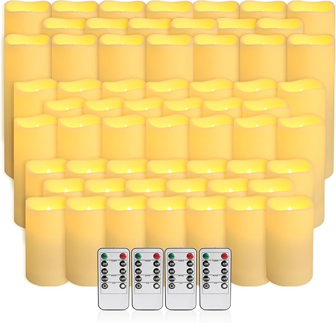 60-Pack LED Flameless Candles with Remote Control - Perfect for Home, Parties, and Special Occasions - Create a Magical Ambiance Effortlessly(Three Sizes)-Ruum Studio Home
