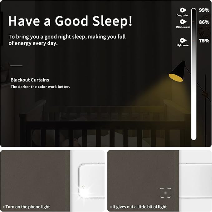 Easy-Going Blackout Curtains for Bedroom, Solid Thermal Insulated Grommet and Noise Reduction Window Drapes, Room Darkening Curtains for Living Room, 2 Panels(42x72 in, Taupe)-Ruum Studio Home