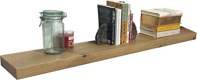 joelsantiques 42 Inch Wooden Floating Shelves for Wall - 42x6x2 in - Made of Natural Wood - Long Heavy Duty Rustic Wall Shelves for Bedroom - Perfect for Living Room, Kitchen - Natural-Ruum Studio Home