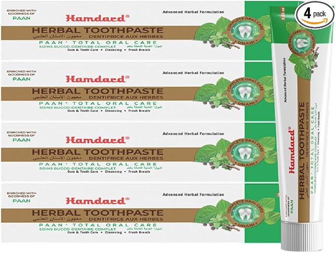 Hamdard Paan Total Oral Care Toothpaste – 100g (Pack of 4) | Herbal Ayurvedic Toothpaste with Paan Flavor | Fluoride-Free | Gum Care, Fresh Breath & Natural Oral Hygiene-Ruum Studio Home