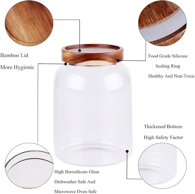 Glass Storage Jar, Food Storage Container/Canisters with Airtight Lid for Serving Tea, Coffee, Honey,.Spice, Perfect as a Cereal Dispenser (6.3 inch high)-Ruum Studio Home