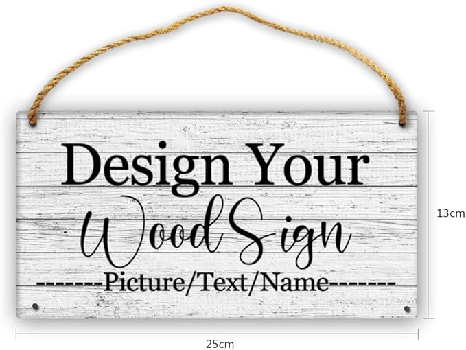 Custom Personalized Board Hanging Wood Sign, Design Your Welcome Sign, Customizable Wall Plaque, House Wood Sign for Garden Yard Home Farmhouse 9.8x5.1 inch-Ruum Studio Home