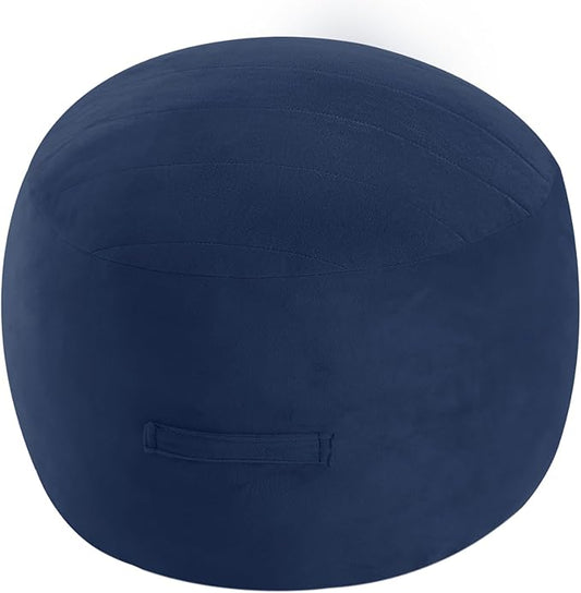 MeMoreCool Round Stuffed Pouf Ottoman Foot Rest, Floor Pouf Foot Stool with Soft Foam Chunk Filling, Small Round Ottoman Footstool Circle Footrest for Living Room, Navy-Ruum Studio Home