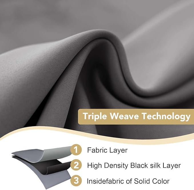 H.VERSAILTEX Charcoal Gray Blackout Curtain Panels for Bedroom Kitchen Curtains Blackout Room Darkening Curtains Window Panel Drapes for Basement - 2 Panels - 52 inch Wide by 84 inch Long, Grommet Top-Ruum Studio Home