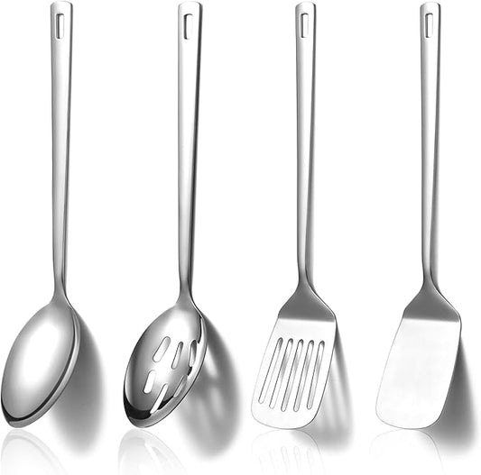 Homquen Stainless Steel Kitchen Utensils Set 4pcs, Cooking Utensils Set, Kitchen Tools Spatulas Set, Cooking Spoons, Home Essentials Kitchen Gadgets Accessories-Ruum Studio Home