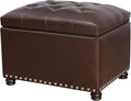 Joveco Leather Storage Ottoman Bench Rectangle 24 Inch Foot Rest Ottomans Stool for Living Room Bedroom(Brown)-Ruum Studio Home