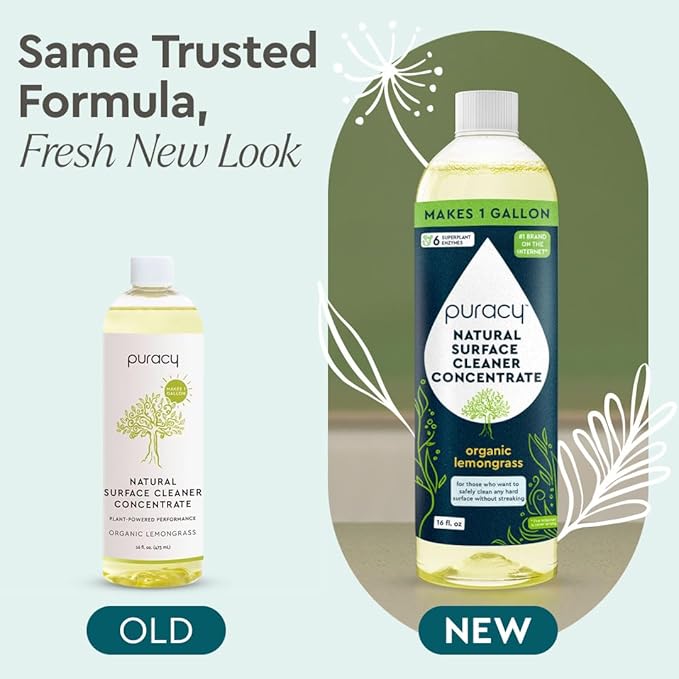 Puracy Multi-Surface Cleaner Concentrate - Plant-Powered Everyday Surface Cleaner - Natural All Purpose Cleaning Solution As Seen on TikTok (Organic Lemongrass, 16 fl oz)-Ruum Studio Home